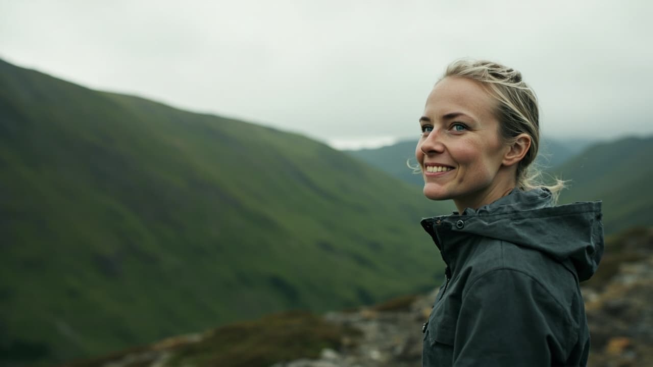 Eleanor Murray, founder of Caliber Wellness, looking out across a valley in flat morning light